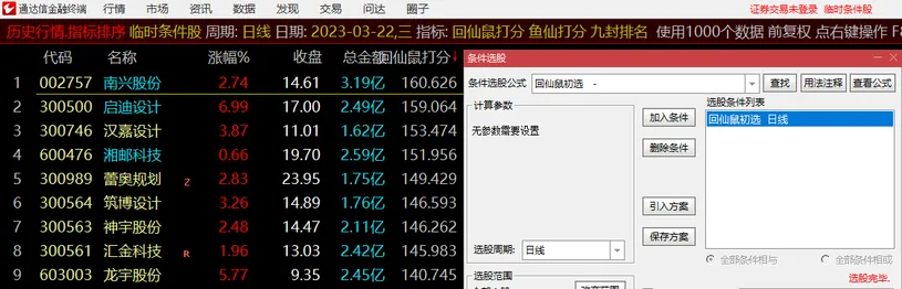 图片[9]-2023回仙鼠《小鼠挖坑 尾盘专用打分第1》主副图 选股 排序打分